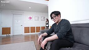 korea cute maid wife waits in bedroom