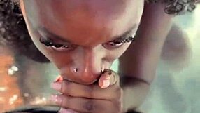 ebony sucks dick in hottub and trail